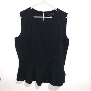 “Attention” Women’s Black Peplum Sleeveless Blouse